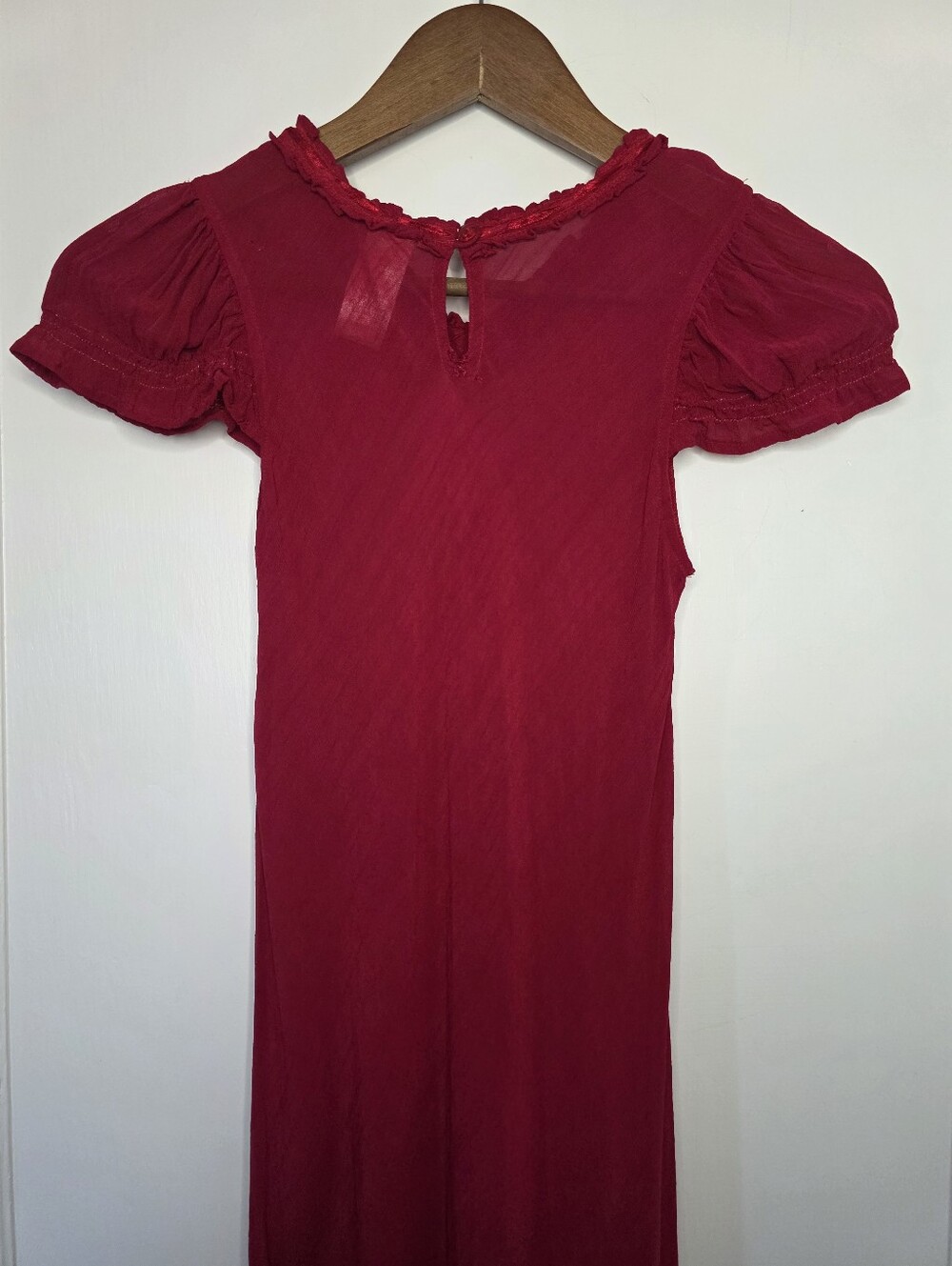 April Cornell Sheer Overlay Dress – Girls’ Size 11/12 – Berry Red - Picture 8 of 10